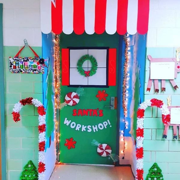 Santa's Workshop Door Transformation Santa's Workshop Door Transformation — Christmas Classroom Decor
