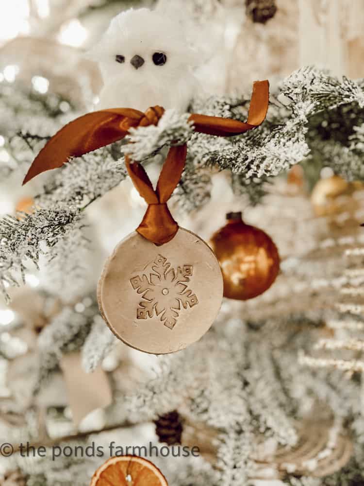 Rustic Snowflake Clay Ornament Detail — Simple Christmas Decor