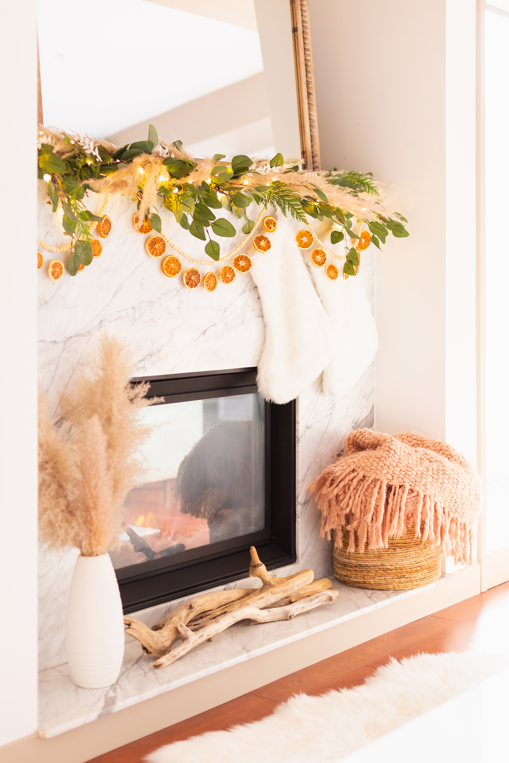 Neutral Orange Green Blush Pink Visual Idea — Boho Christmas Decor