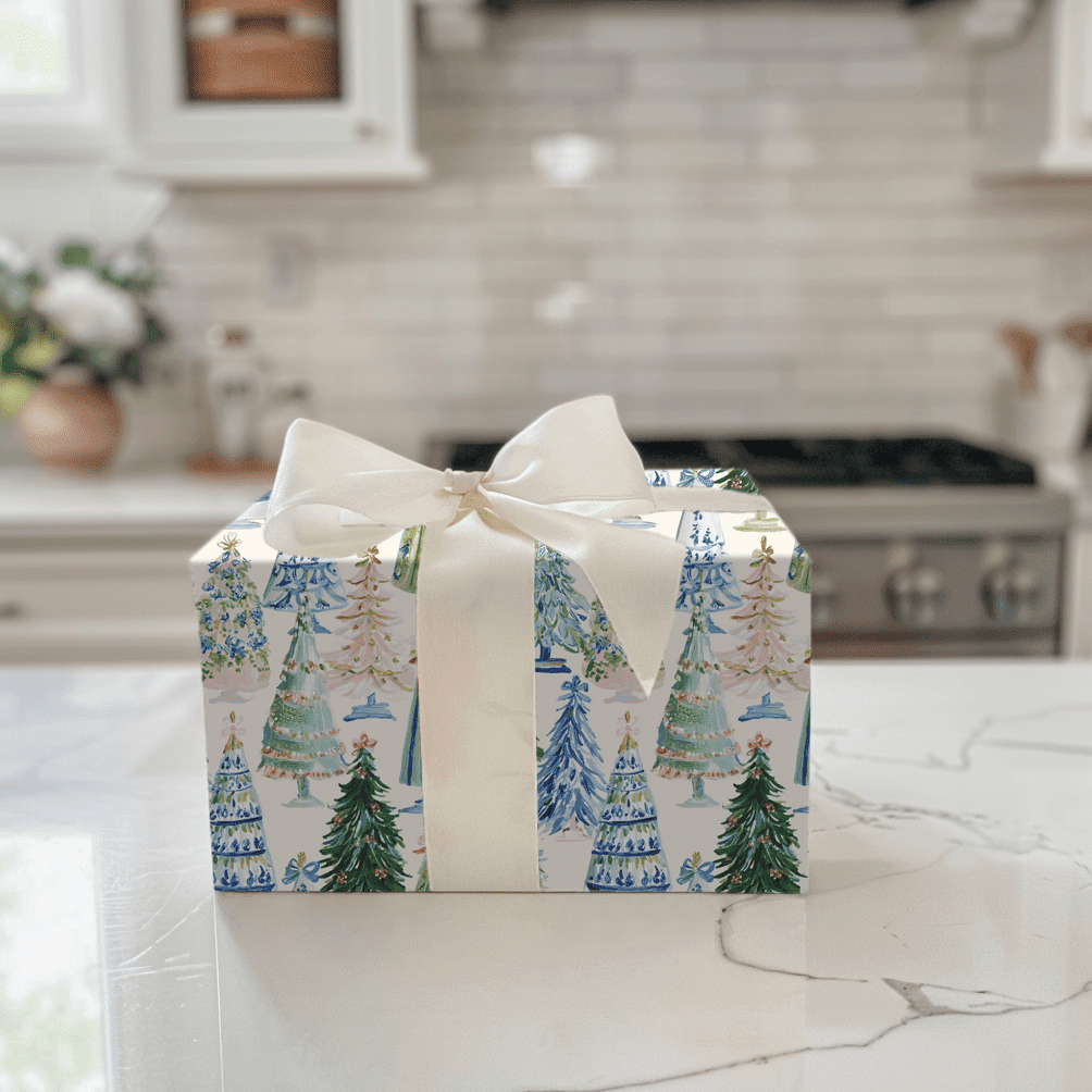 Modern Kitchen Counter Display with Christmas Tree Pattern — Christmas Gift Wrapping