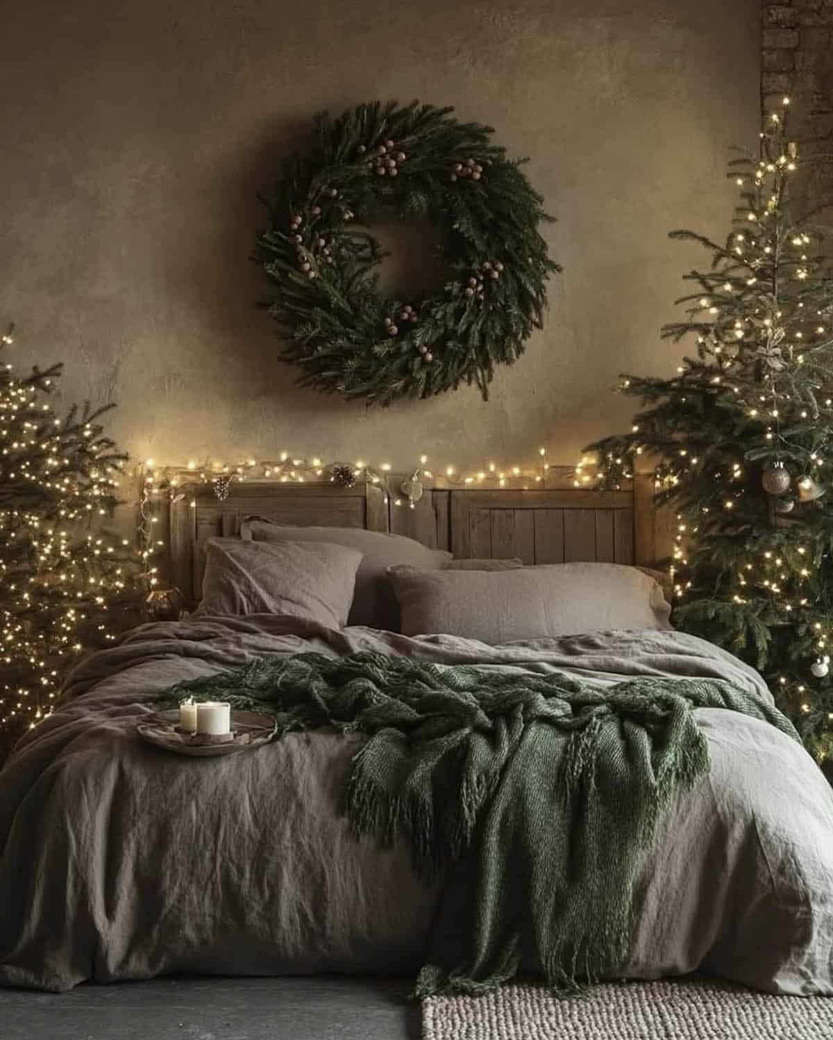 Cozy Bedroom Retreat with Rustic Christmas Touches — Elegant Christmas Decor