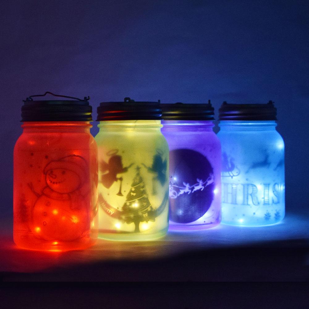 Frosted Mason Jar Lanterns in Multiple Festive Colors — Christmas Lantern Lights