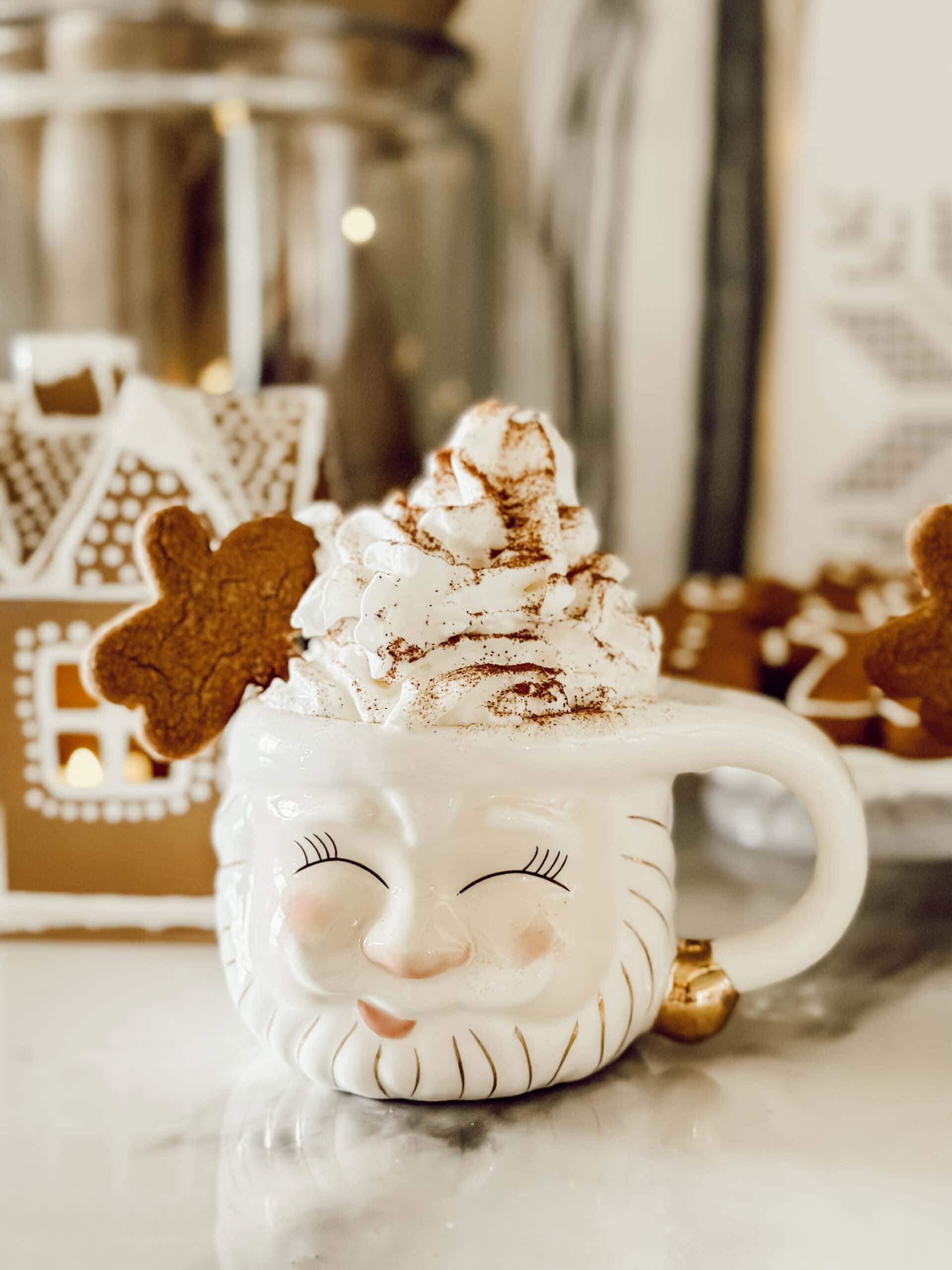 Festive Hot Cocoa Bar with Santa Mug and Gingerbread House — Christmas Hot Cocoa Bar