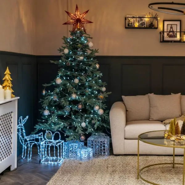 Illuminated Branch Art for Modern Rustic Decor — Christmas Lights Indoor