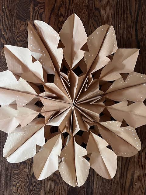 Shop Window Christmas Tree of Paper Snowflakes and Doilies