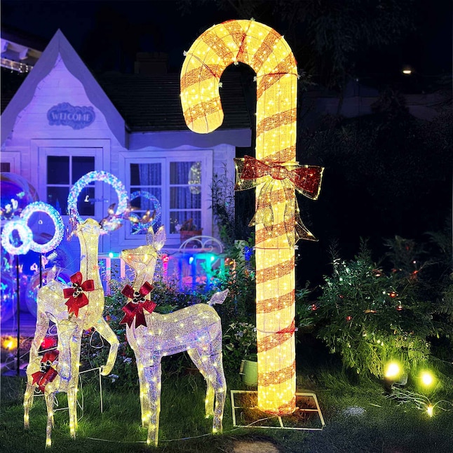 Giant Illuminated Candy Cane Lawn Decoration — Candy Cane Christmas Decor