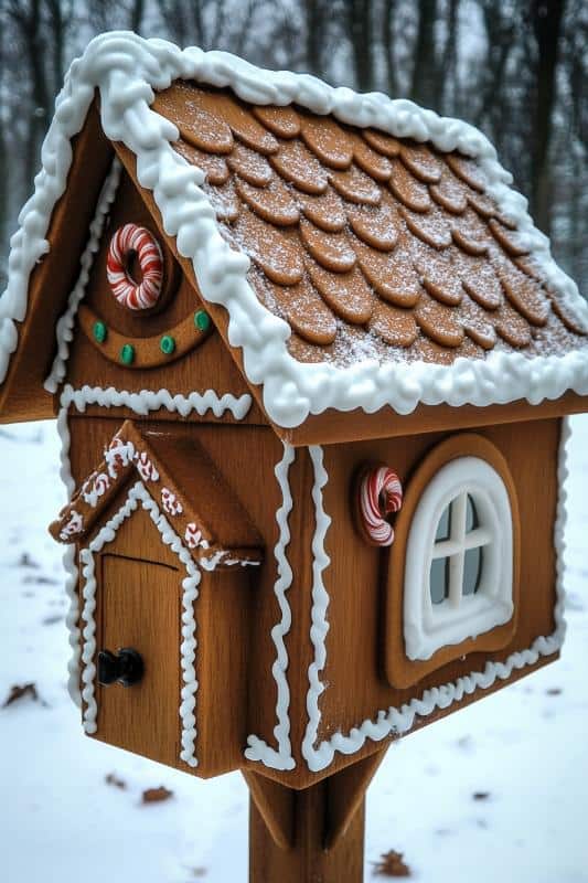 Whimsical Gingerbread House Mailbox Design — Christmas Mailbox Decor