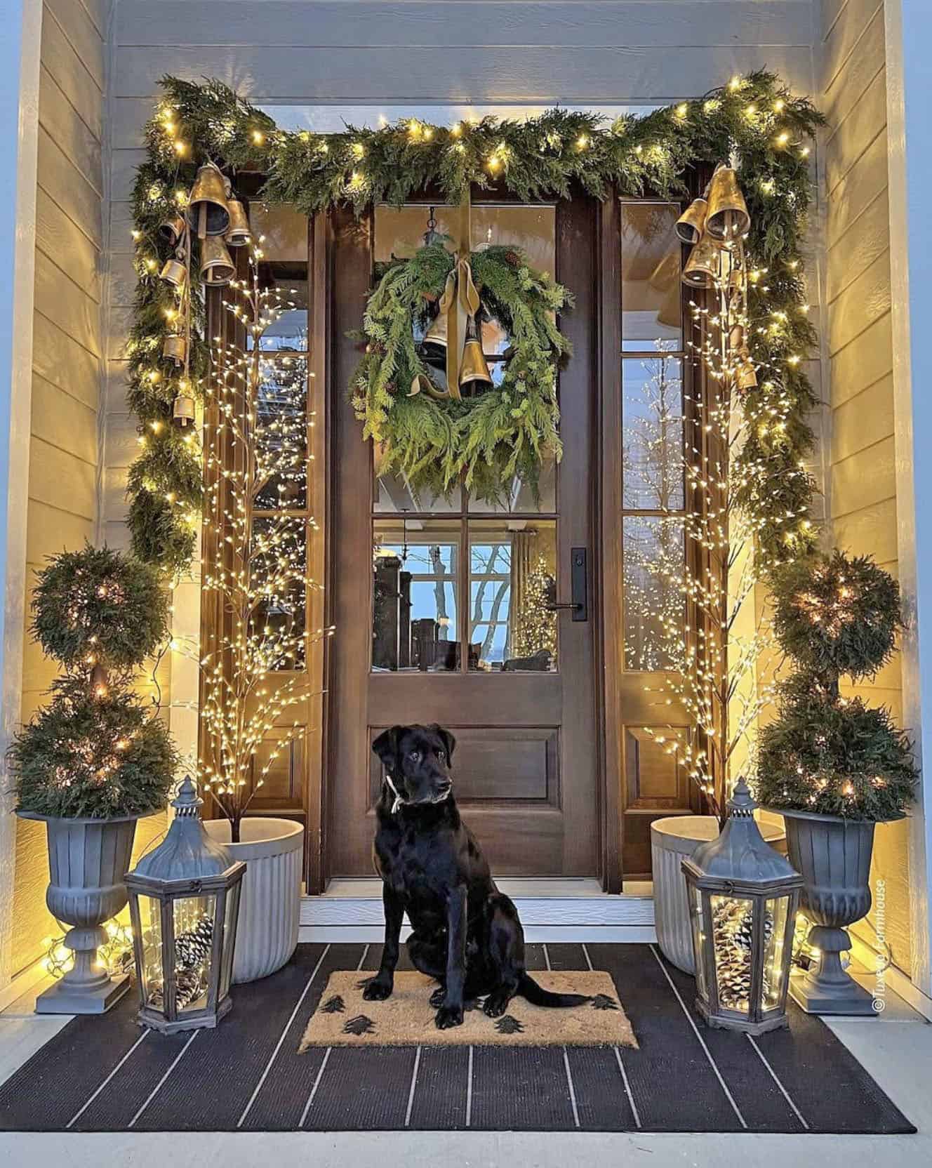 Inviting Winter Wonderland Porch with Twinkling Lights and Pine Garlands — Winter Wonderland Christmas Decor