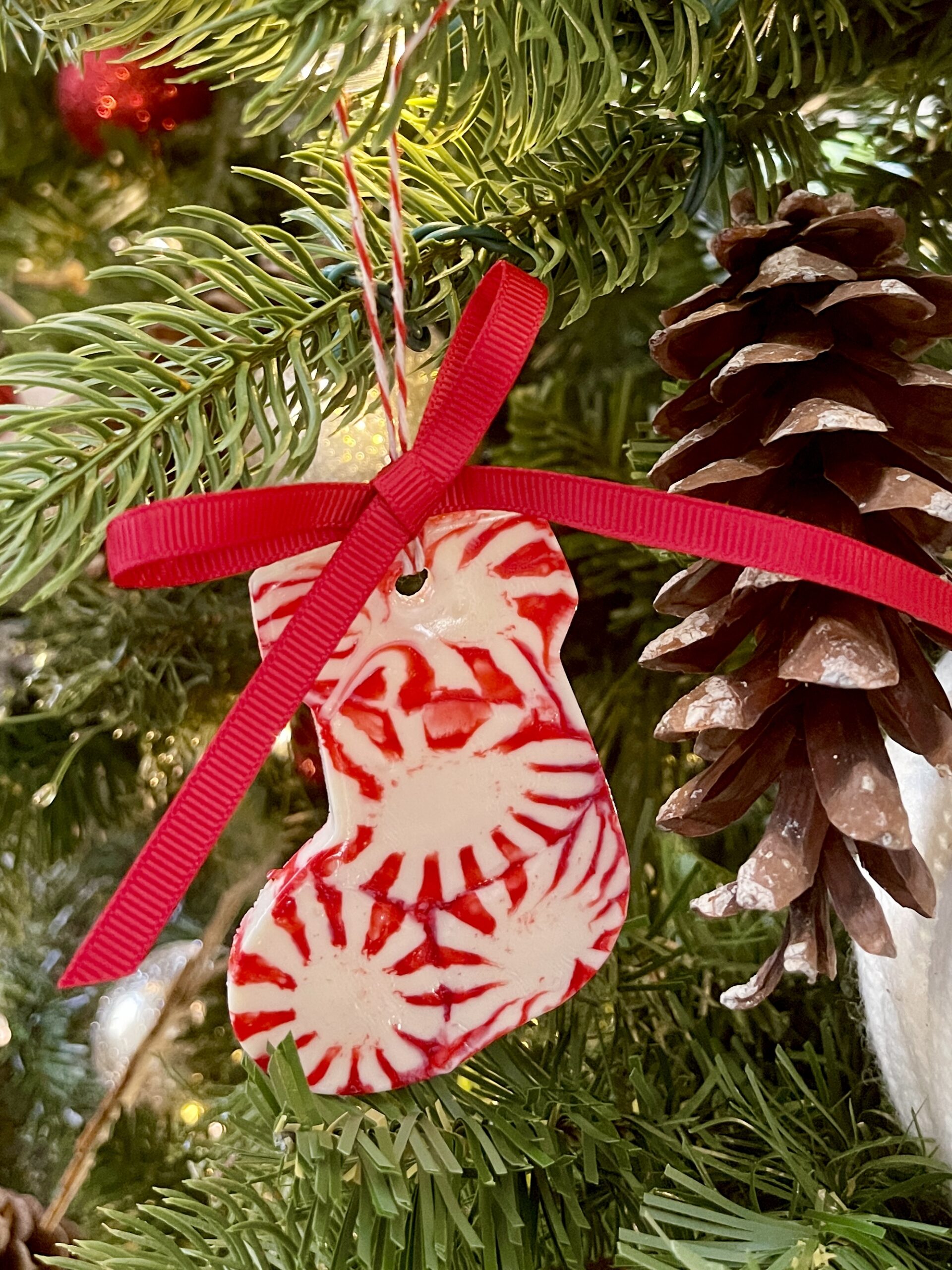 Candy-Inspired Peppermint Stocking Ornaments — DIY Christmas Ornaments