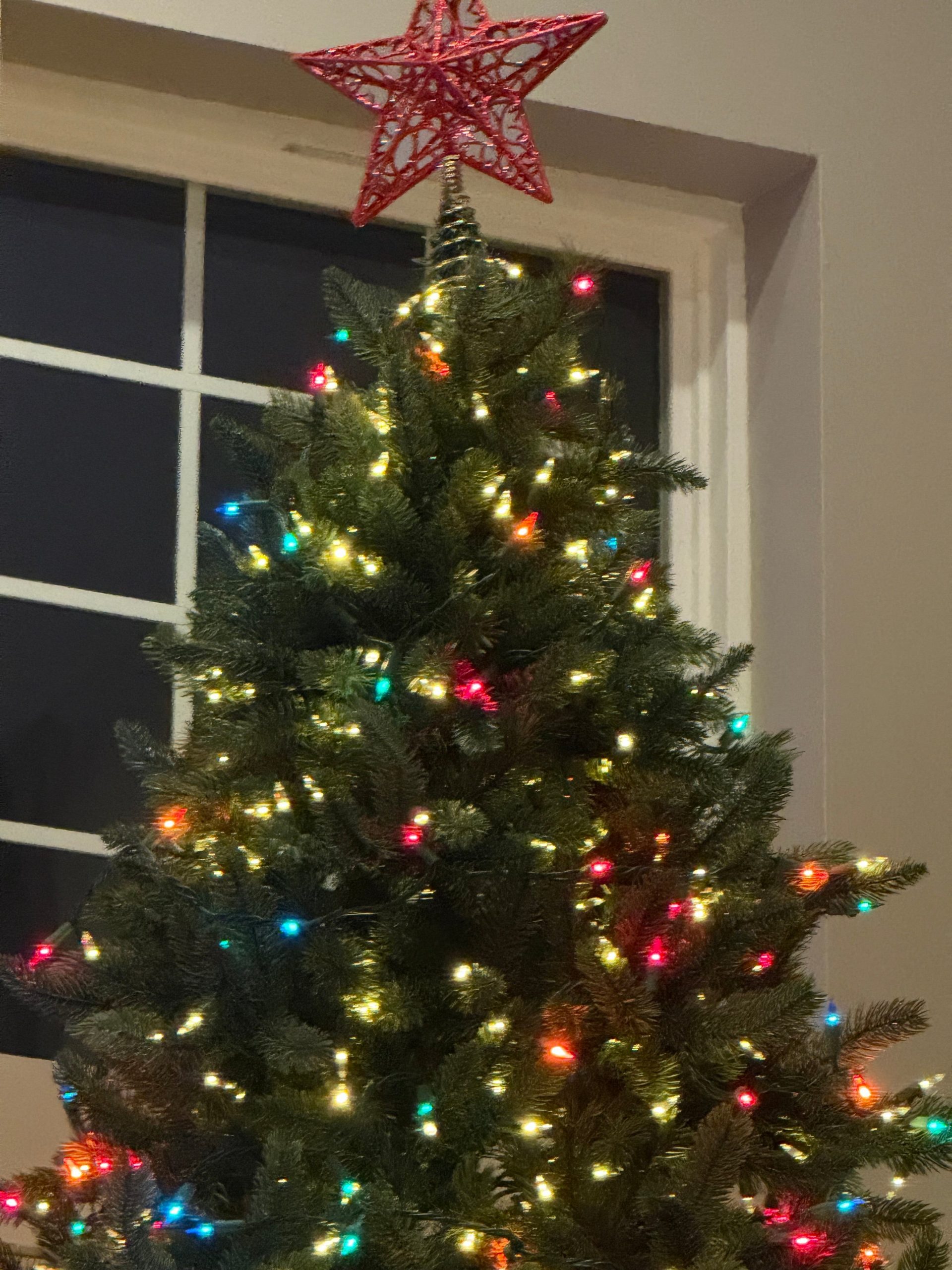 Vibrant Multicolor LED Lights on a Traditional Tree — Christmas Lights Indoor