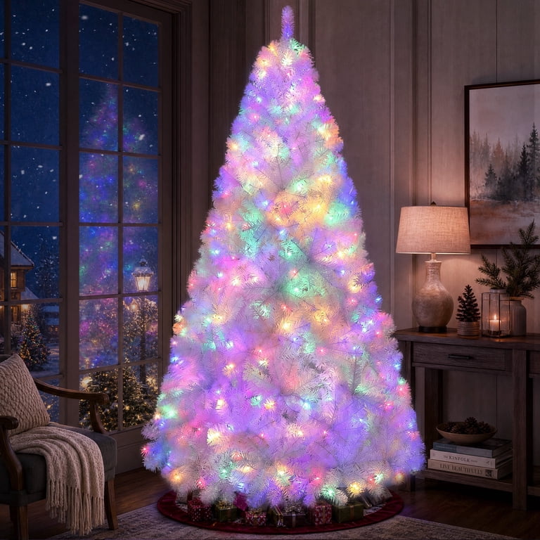 Whimsical White Tree with Pastel Multicolor LED Lights Whimsical White Tree with Pastel Multicolor LED Lights — Christmas Tree with Colored Lights