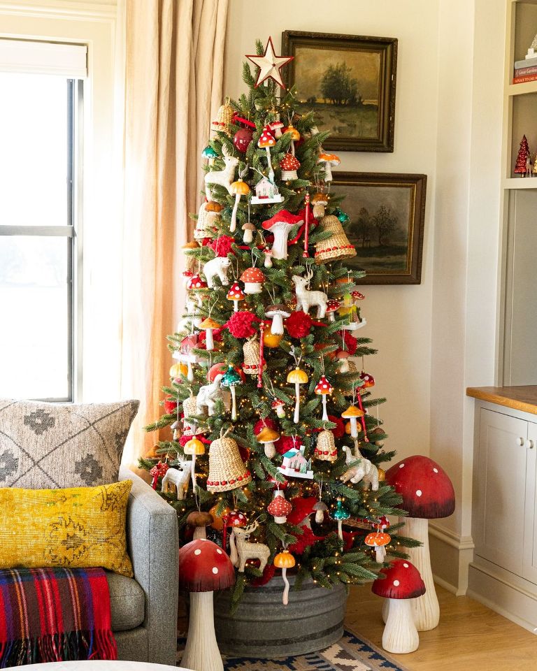 Whimsical Tree with Mushroom Ornaments — Whimsical Christmas Decor