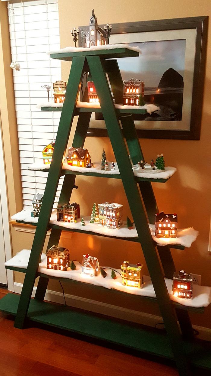 Magical Christmas Village Integrated into a Tree Magical Christmas Village Integrated into a Tree — Christmas Village Display
