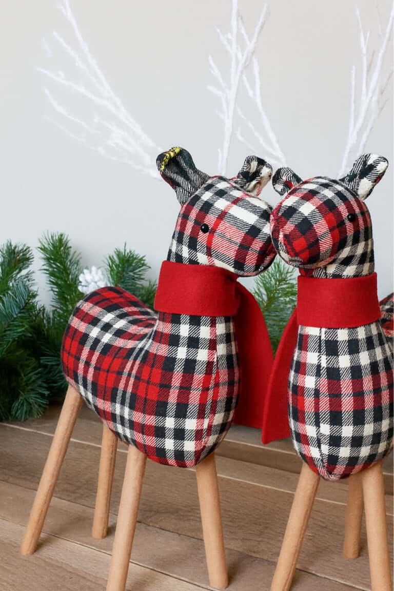 Sew Adorable Plaid Plush Reindeer Figures — DIY Christmas Decor