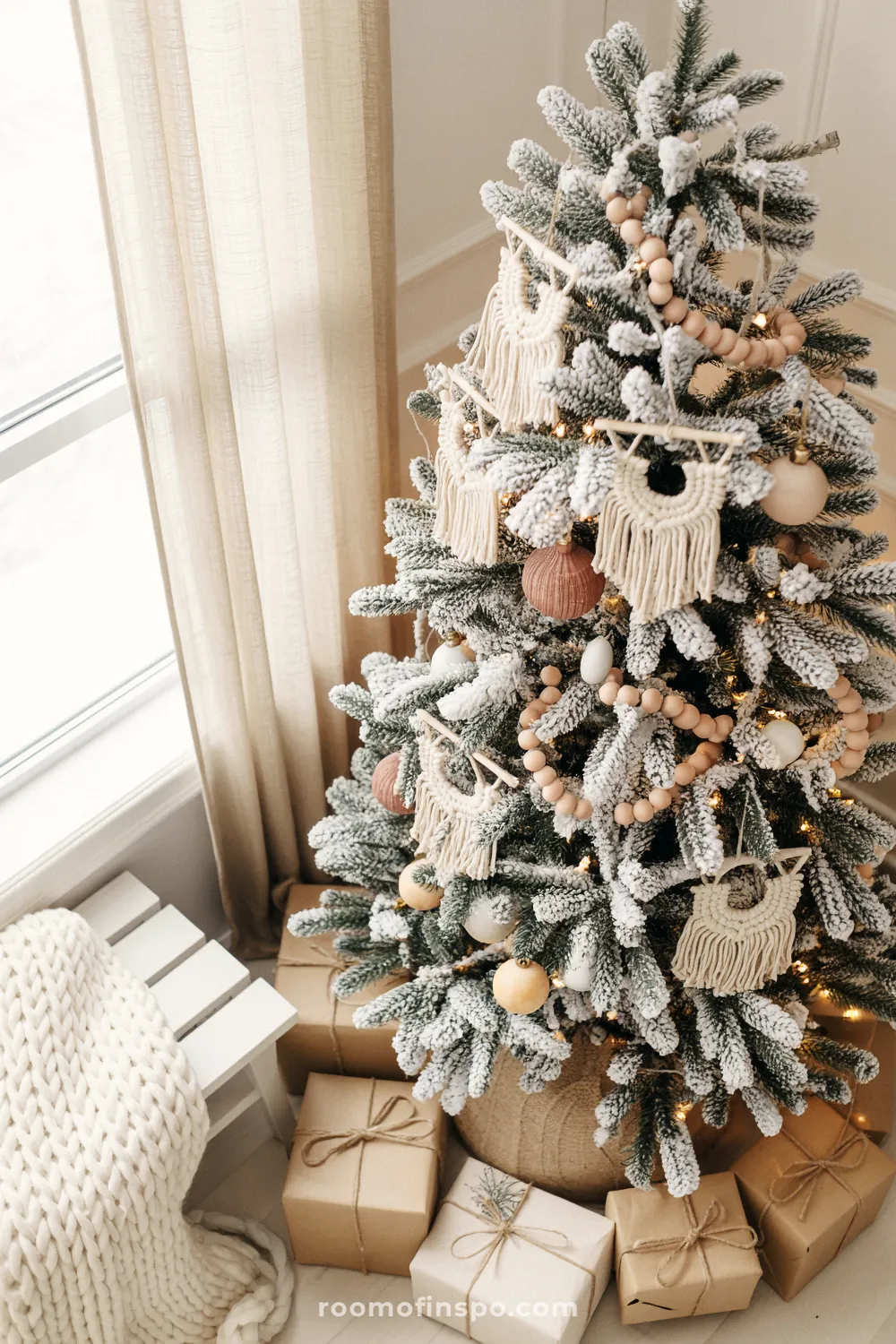 Medium Shot Focus On Tree Visual Idea — Boho Christmas Decor