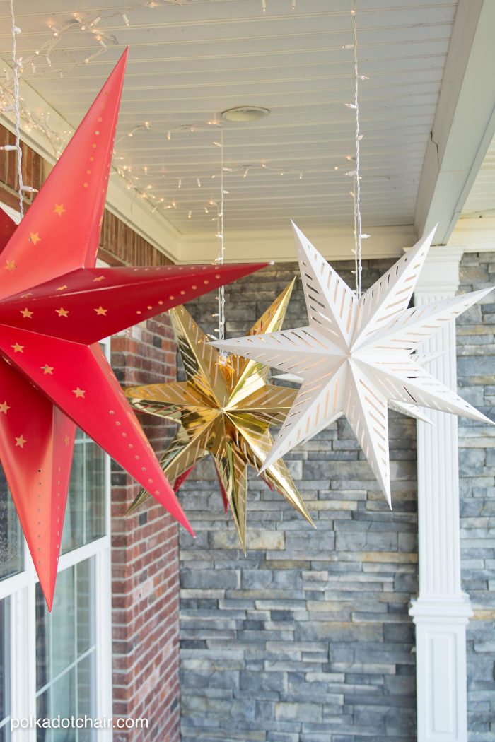 Modern Porch Ceiling with Hanging Star Lanterns — Simple Christmas Outdoor Decor