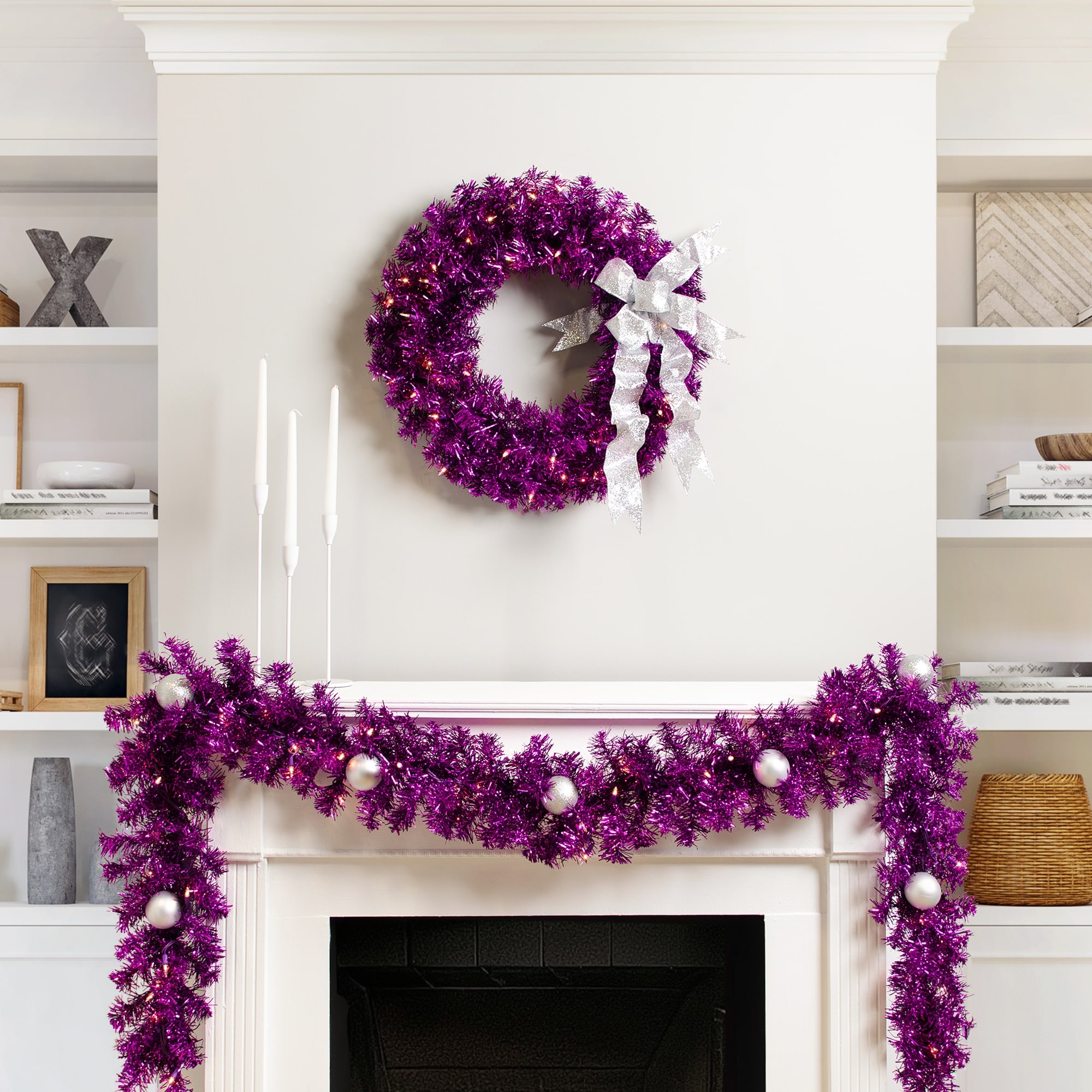 Mantelpiece Visual Idea — Christmas Lights in Garland Indoor