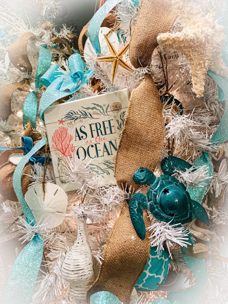 White Christmas Tree with Coastal Ornaments White Christmas Tree with Coastal Ornaments — Coastal Christmas Decor