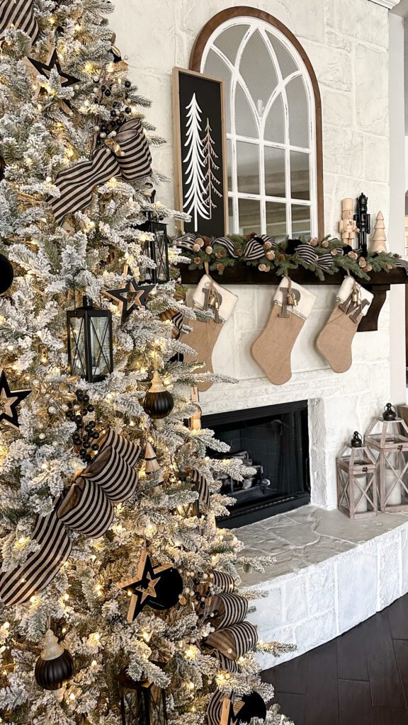 Farmhouse Christmas Living Room with Monochromatic Tree and Mantel Farmhouse Christmas Living Room with Monochromatic Tree and Mantel — christmas decor trends 2026