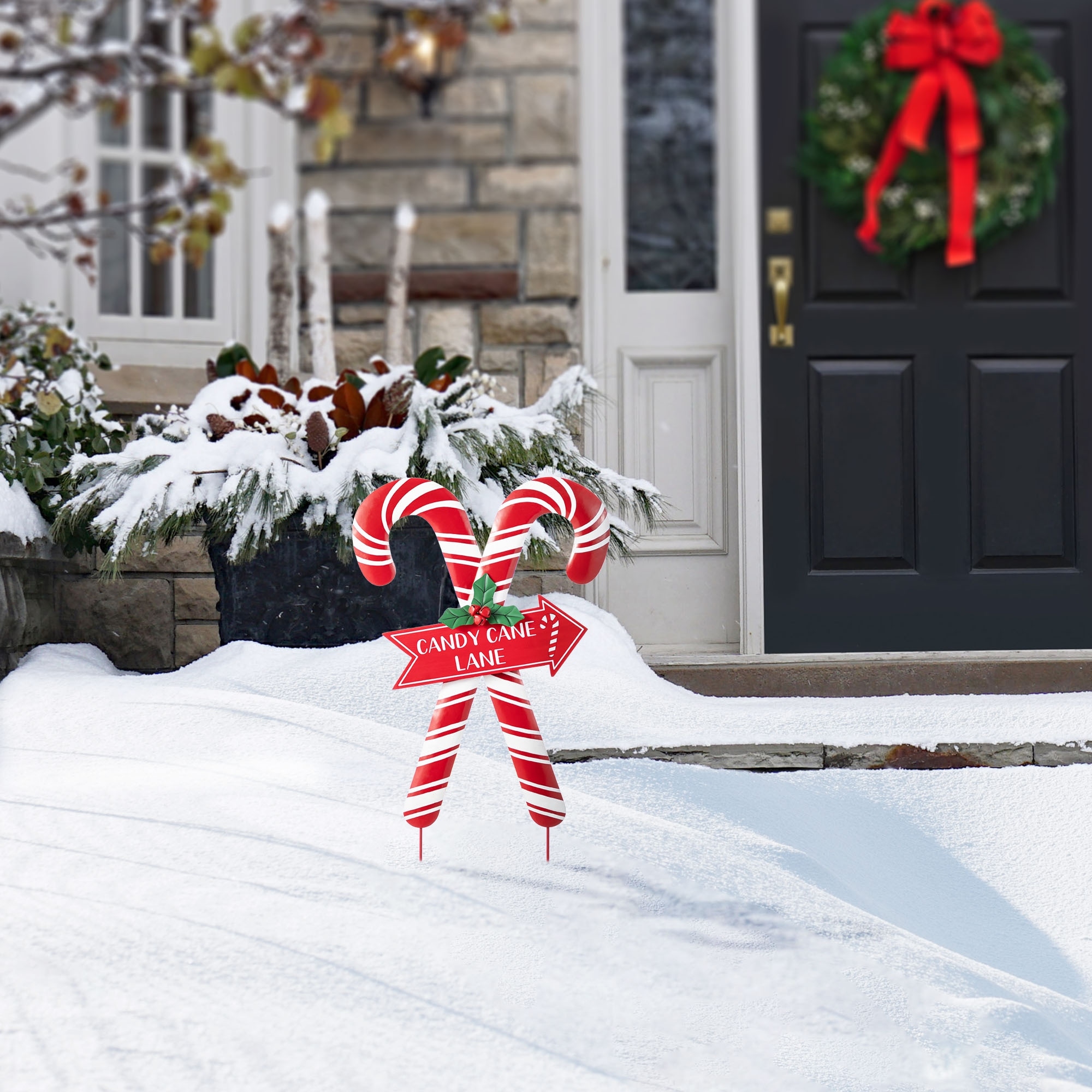 Candy Cane Lane Yard Stake for Festive Entrance — Candy Cane Christmas Decor