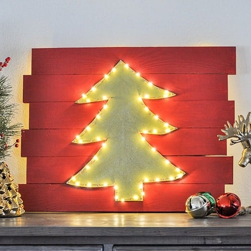 DIY Rustic LED Christmas Tree Wall Art DIY Rustic LED Christmas Tree Wall Art — Christmas Wall Decor