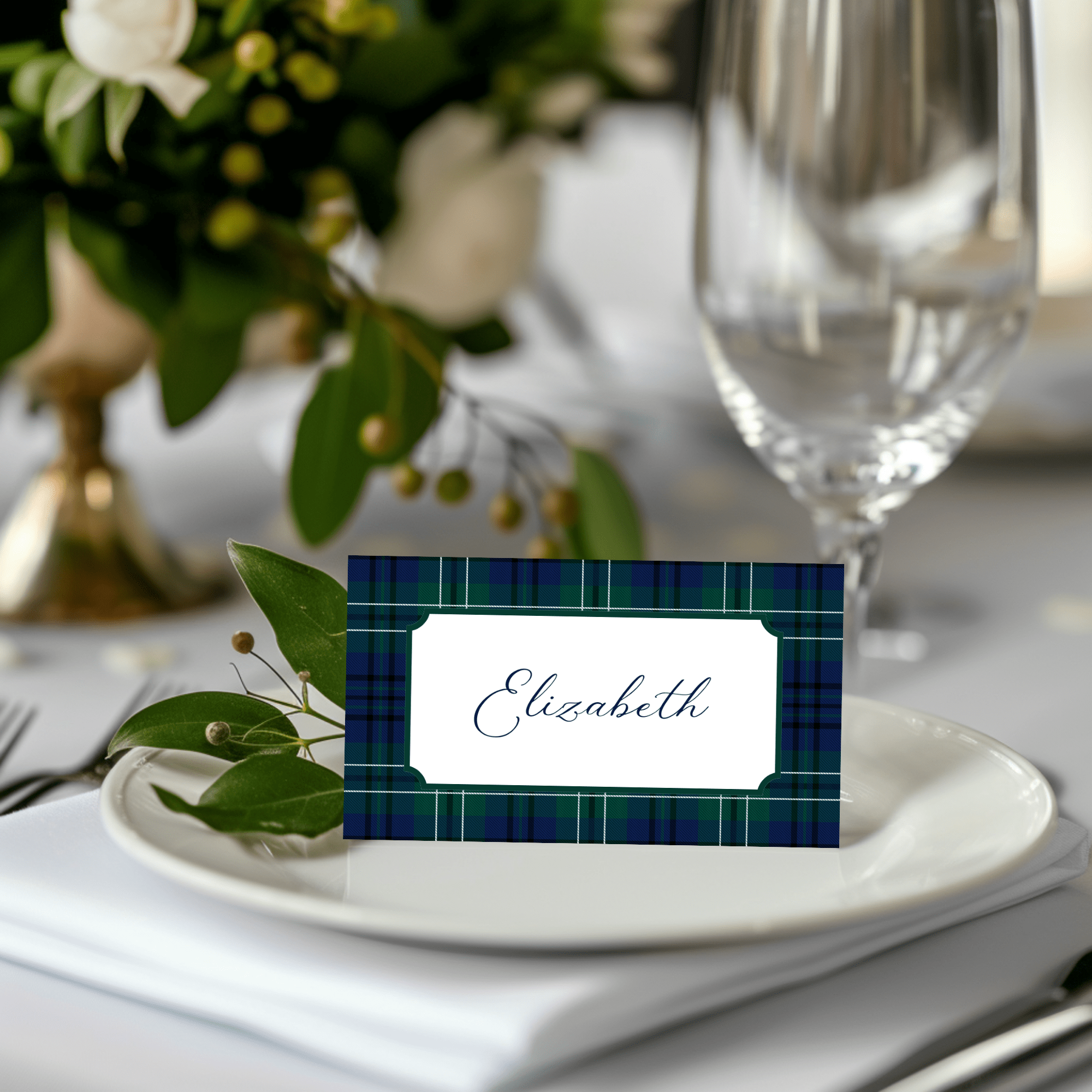 Traditional Tartan Christmas Place Cards