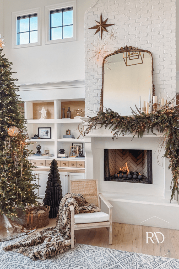 Woodsy Christmas Mantel with Lush Garland — Whimsical Christmas Decor