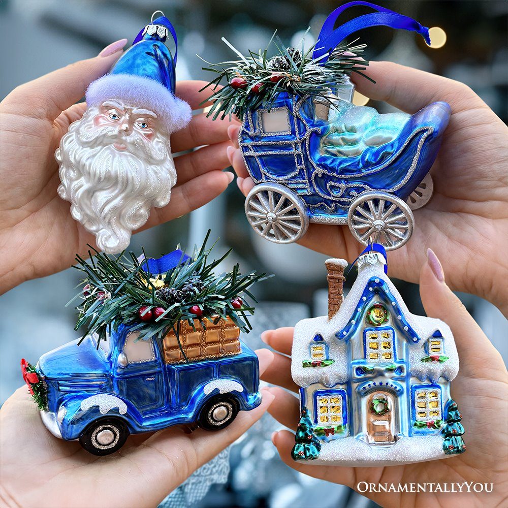 Detailed Blue and White Themed Christmas Ornaments Detailed Blue and White Themed Christmas Ornaments — Blue Christmas Decor