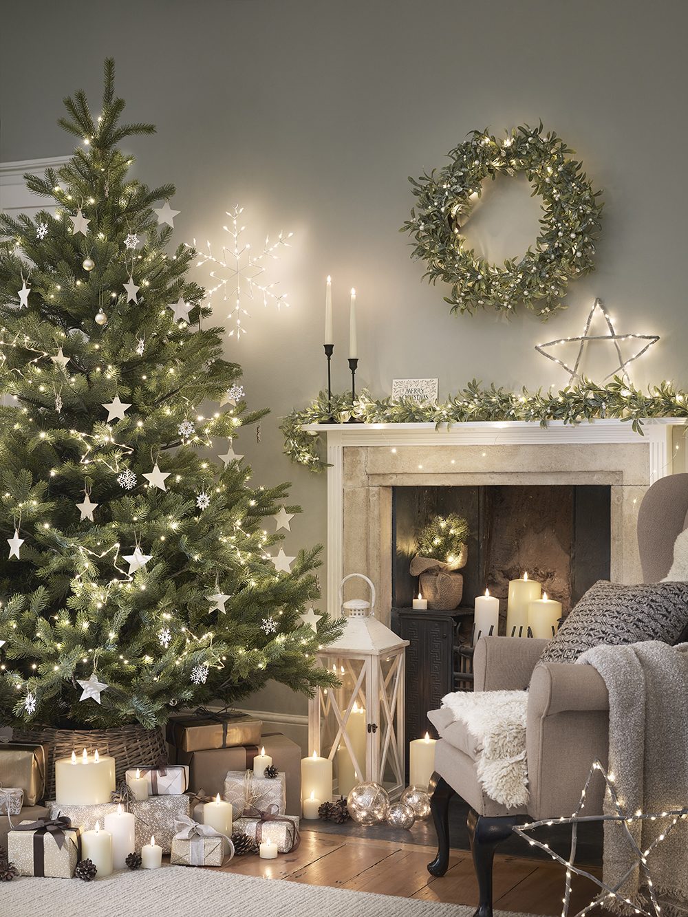 Traditional Living Room with Abundant Candles and Fairy Lights Traditional Living Room with Abundant Candles and Fairy Lights — christmas decor trends 2026