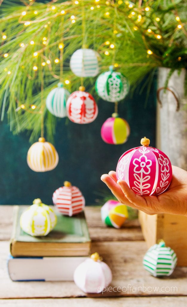 Colorful Paper Ornaments on a Festive Tree — DIY Christmas Ornaments