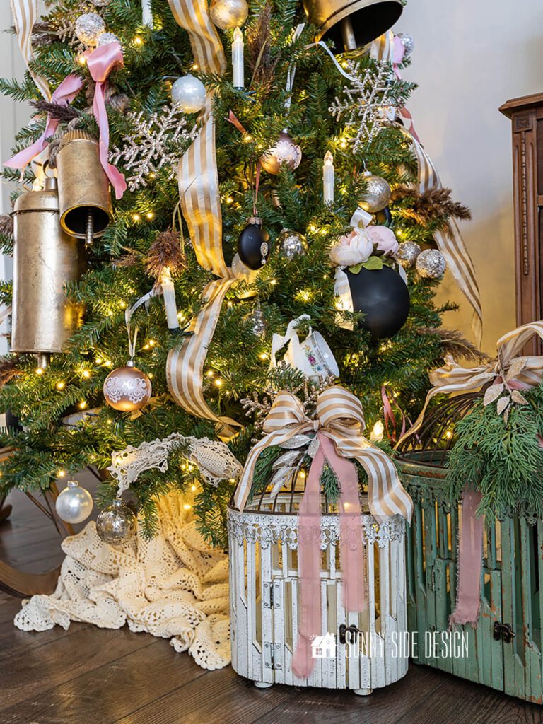 Shabby Chic Gold and Pink Striped Ribbon Shabby Chic Gold and Pink Striped Ribbon — Christmas Tree Ribbon