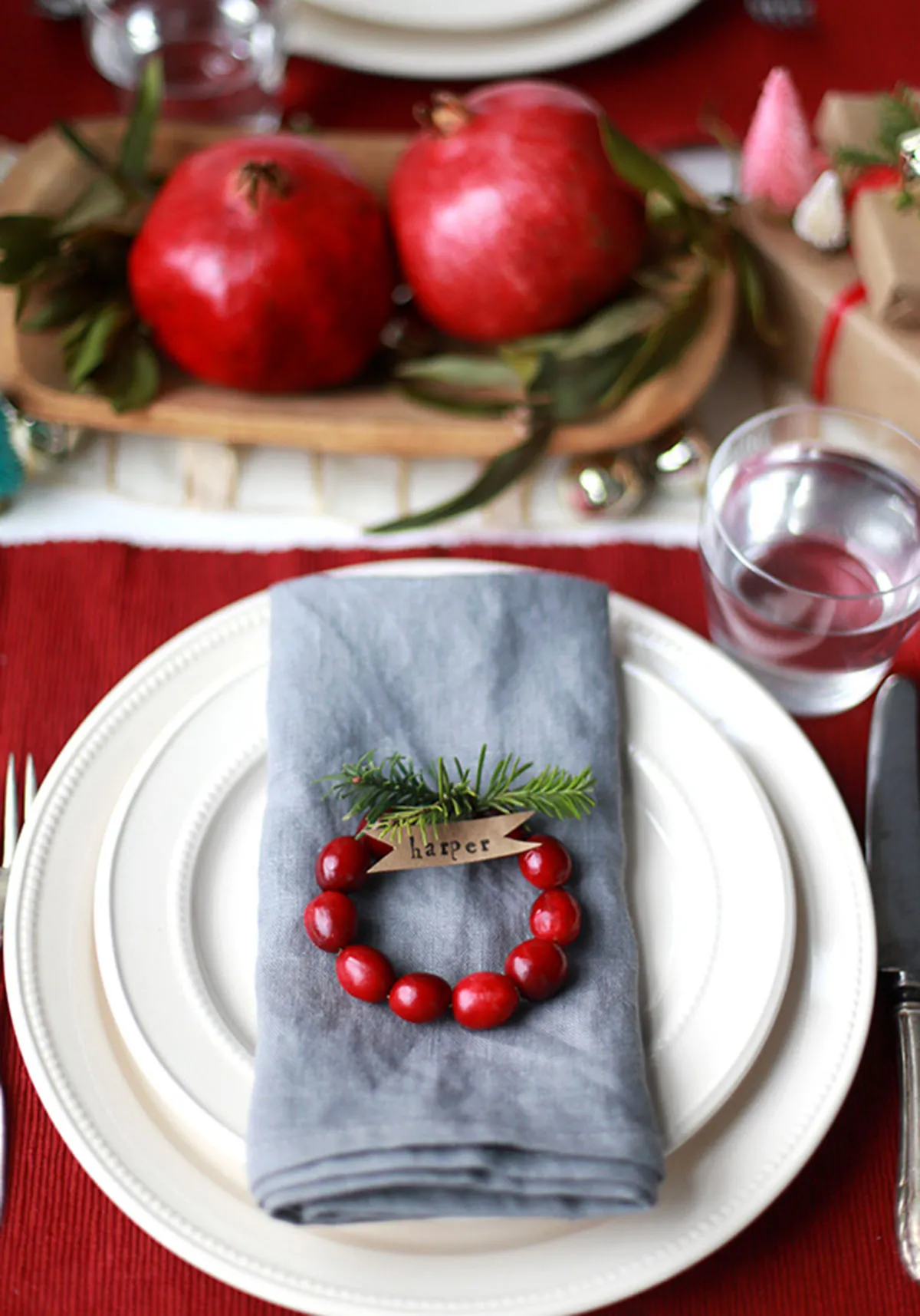 Rustic Berry and Evergreen Place Card Holders — Christmas Place Cards