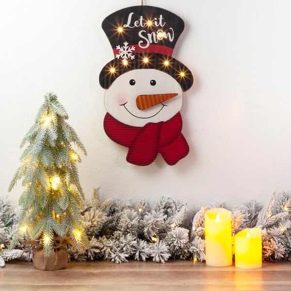 Lighted Snowman 'Let it Snow' Wall Hanging Lighted Snowman 'Let it Snow' Wall Hanging — Christmas Wall Decor