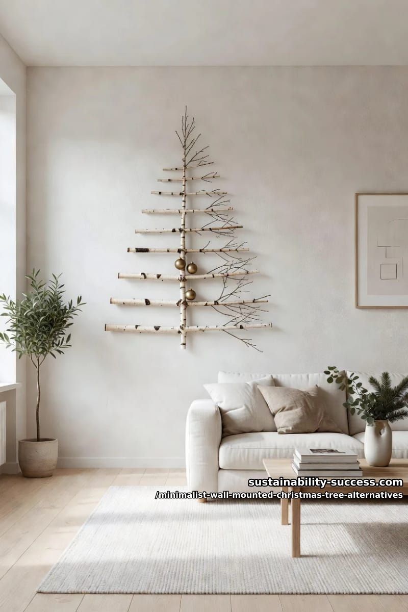 Minimalist Wall-Mounted Natural Branch Tree — Alternative Christmas Trees