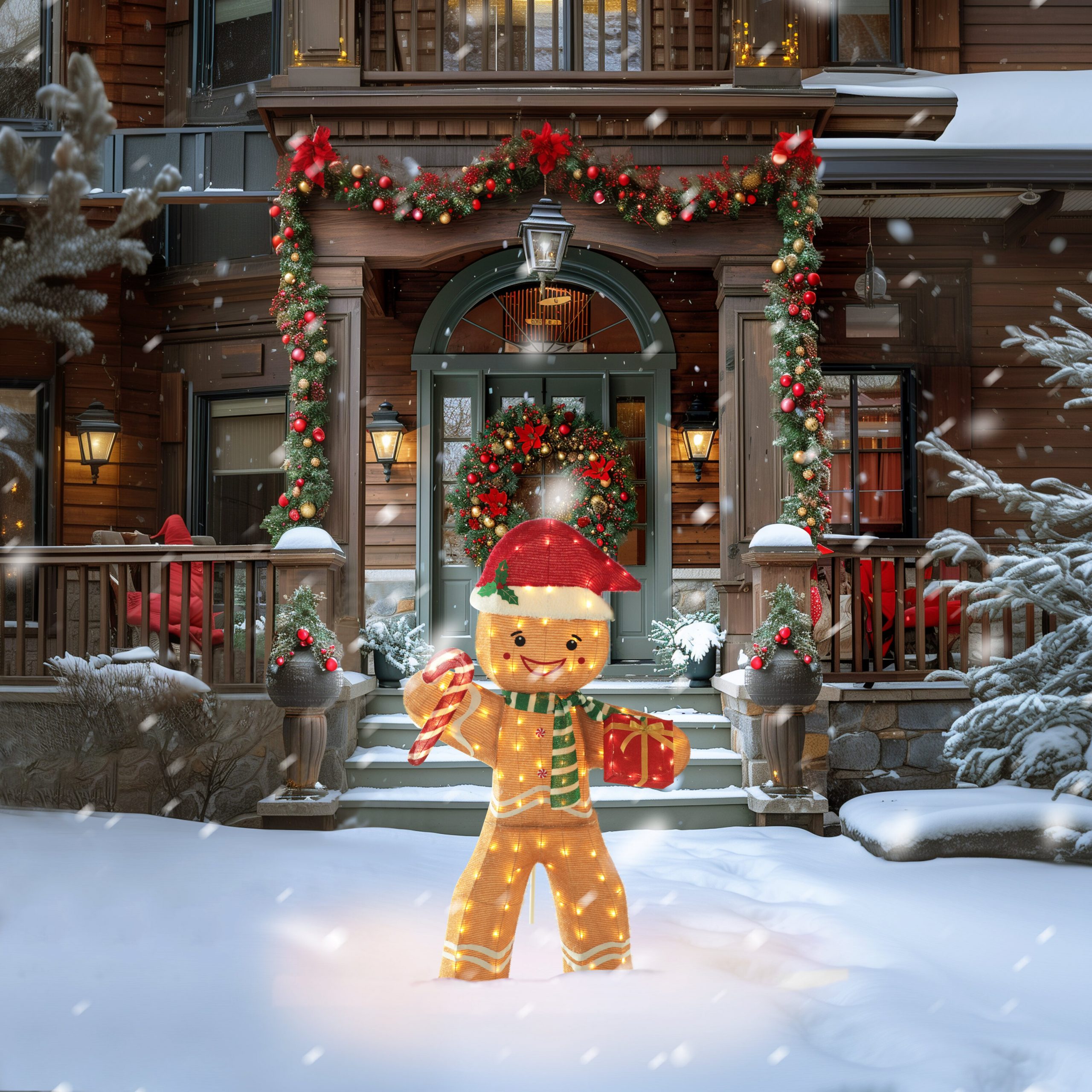 Traditional Gingerbread Man Yard Decoration for Front Porch — Gingerbread Christmas Decor
