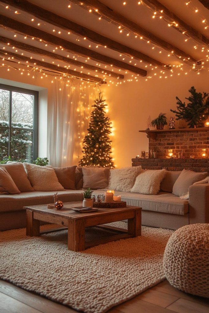 Fairy Lights Draped Across the Ceiling for Ambiance Fairy Lights Draped Across the Ceiling for Ambiance — Christmas Fairy Lights Living Room