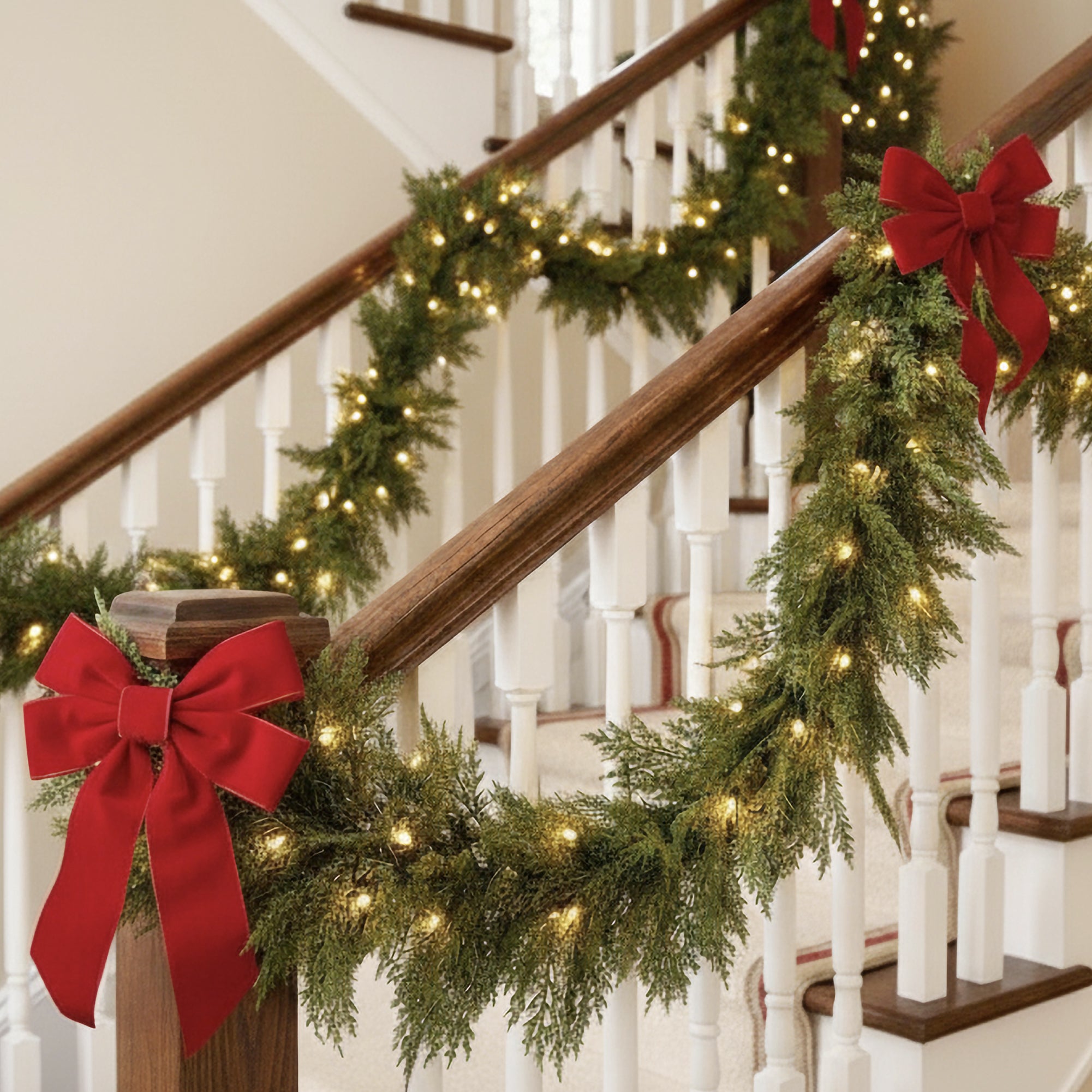 Living Room Visual Idea — Christmas Lights in Garland Indoor