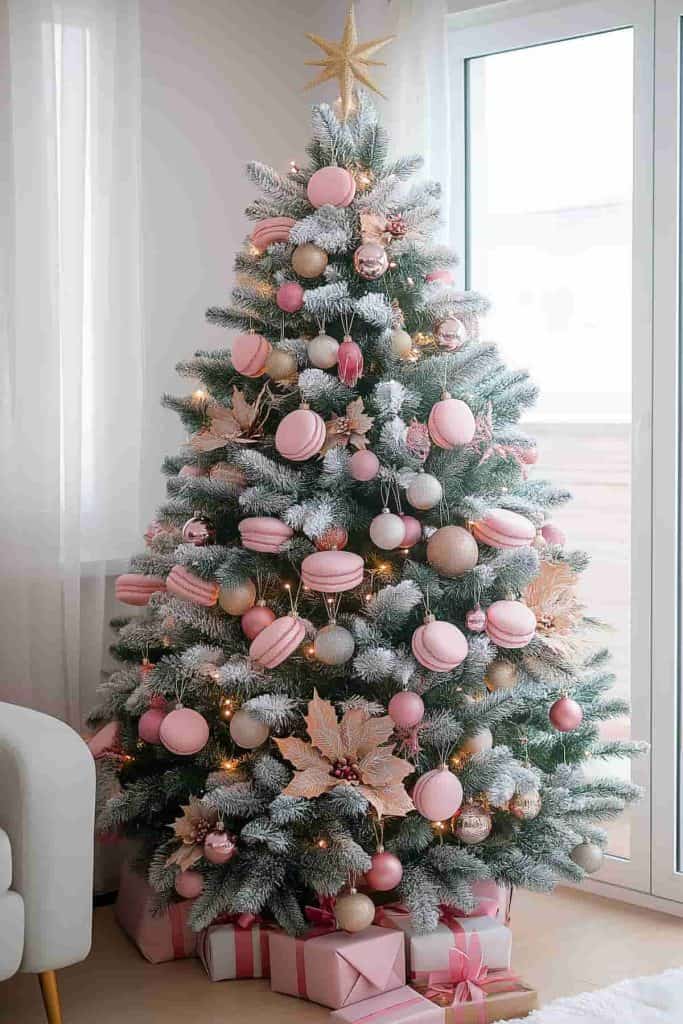 Medium Shot Of Tree Whimsical Pink Macaron Christmas Tree Ornaments — Pink Christmas Decor