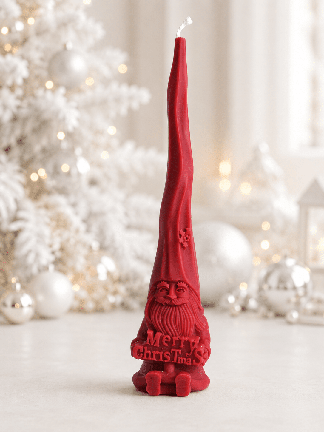 Whimsical Gnome-Shaped Candle for Festive Decor — Christmas Candle Decor