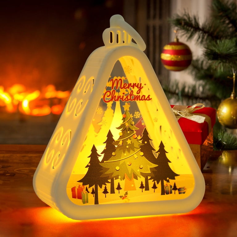 YOHAVEN Vintage Christmas Lantern Night Light Table Lamp Luminous Holiday Decorations Rustic Window Fireplace Party Props Ornament Xmas Home Decor Gift - Walmart.com