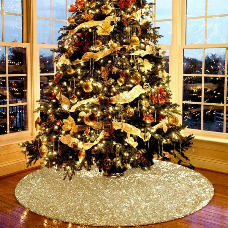 Glamorous Gold Sequined Skirt for a Dazzling Display Glamorous Gold Sequined Skirt for a Dazzling Display — Christmas Tree Skirt