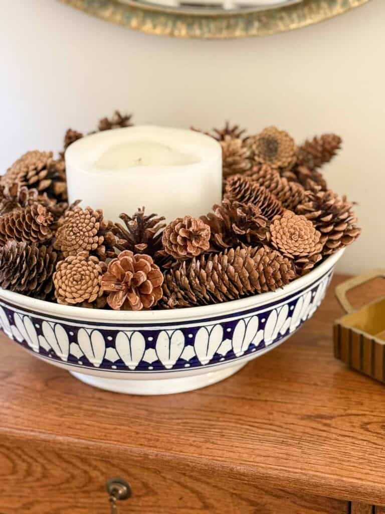 Pinecone-Filled Bowl Centerpiece Pinecone-Filled Bowl Centerpiece — Winter Decor After Christmas