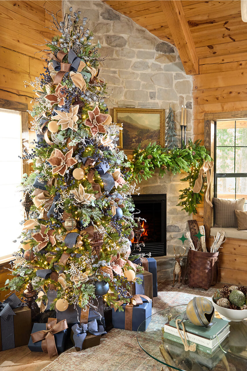 Woodland Aesthetic Christmas Tree with Blue and Beige Ribbons Woodland Aesthetic Christmas Tree with Blue and Beige Ribbons — Aesthetic Christmas Decor