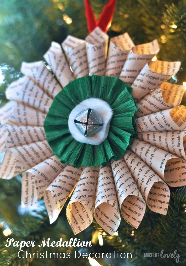 Handmade Paper Medallion Ornament Detail — Simple Christmas Decor