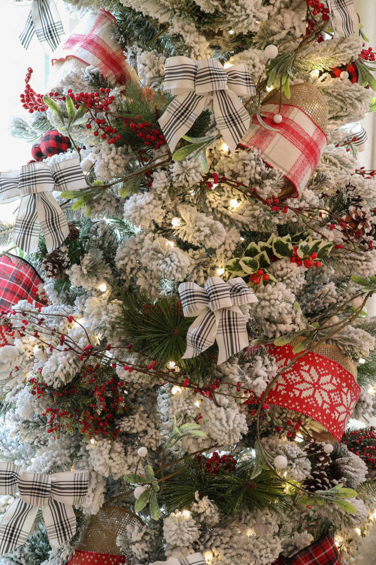 Farmhouse Plaid Ribbon Bows and Natural Accents Farmhouse Plaid Ribbon Bows and Natural Accents — Christmas Tree Ribbon