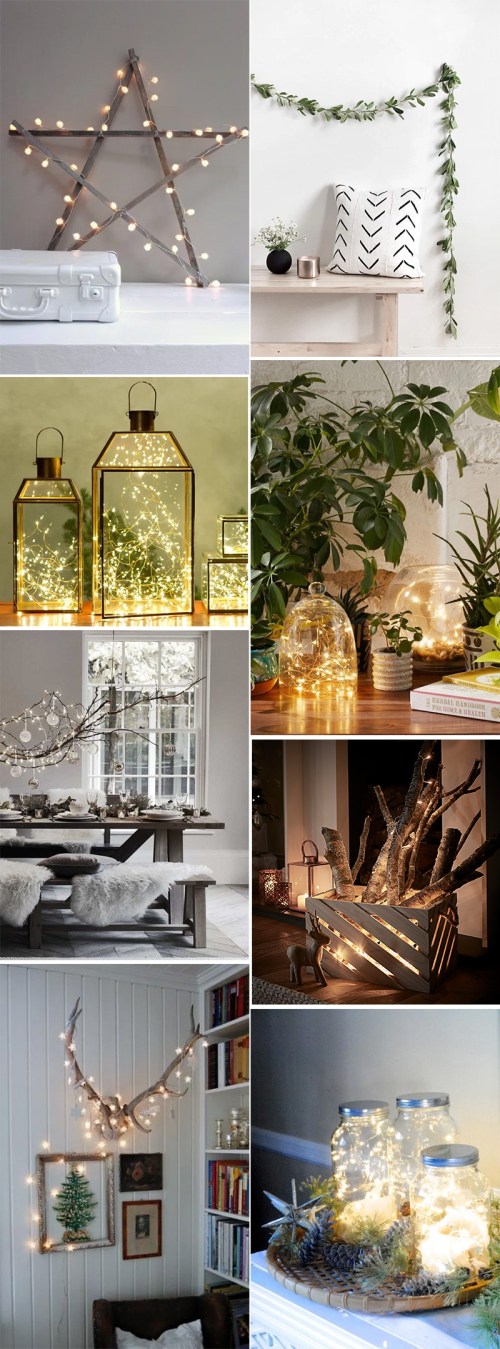 Rustic Branch Star Illuminated with Warm Lights — Christmas Lights Indoor