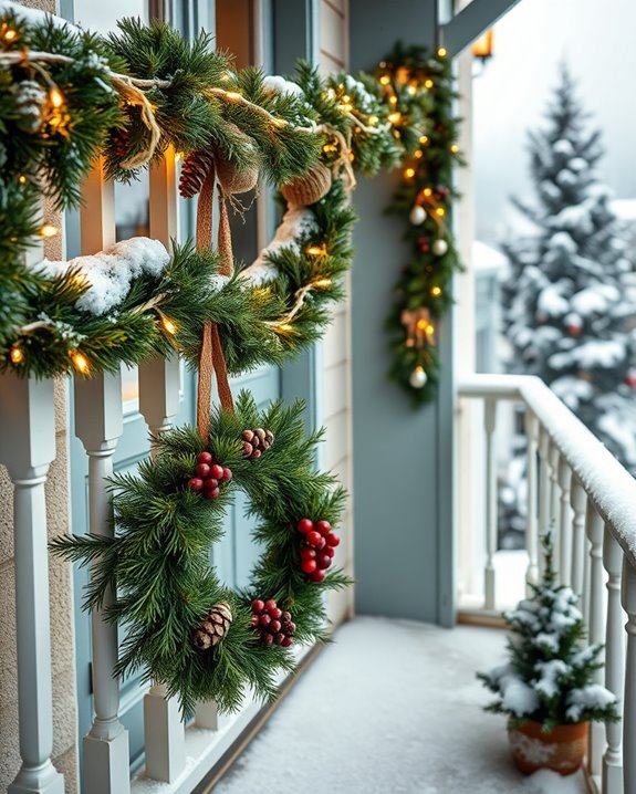 Rustic Christmas Wreath with Pinecones and Berries — Christmas Balcony Decor