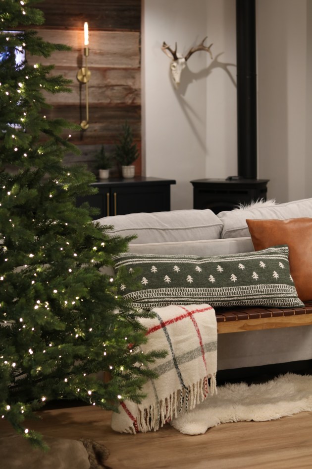 Modern Rustic Rustic Living Room with Warm White Tree Lights — Christmas Lights Indoor