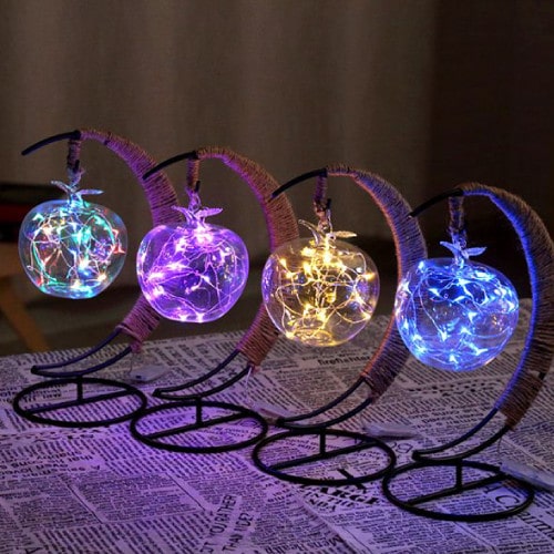 Modern Crescent Moon Lanterns with Colorful Fairy Lights — Christmas Lantern Lights