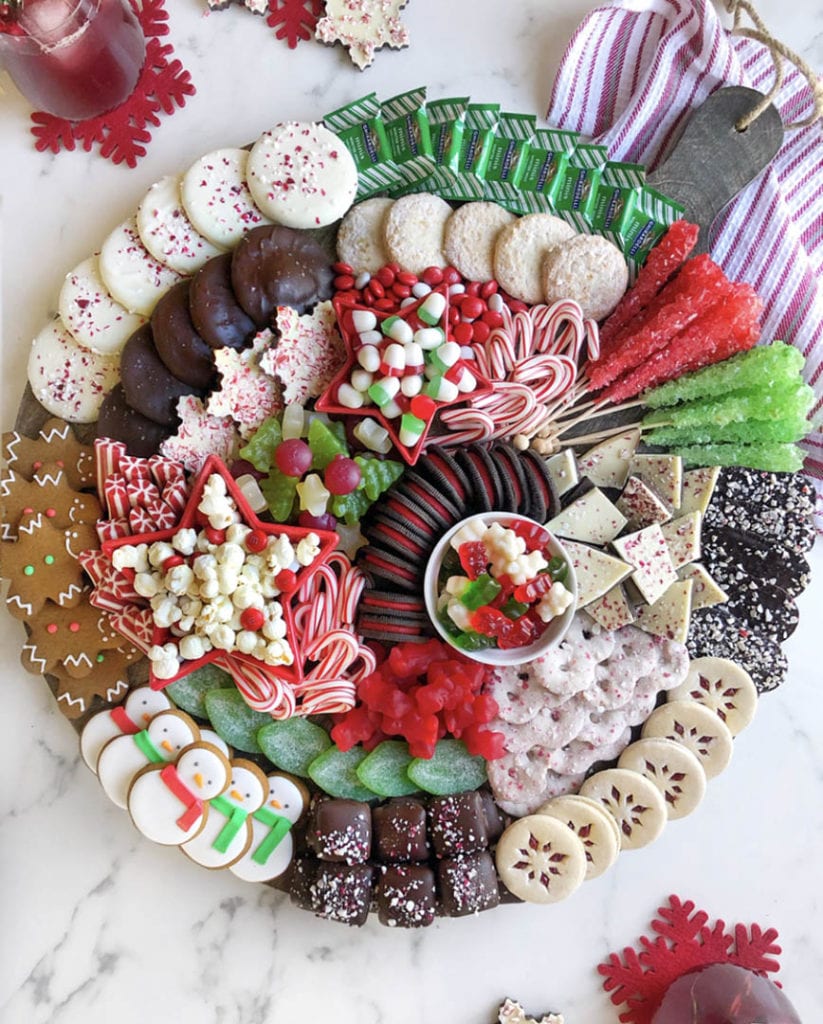Circular Christmas Candy and Cookie Board — Christmas Dessert Table